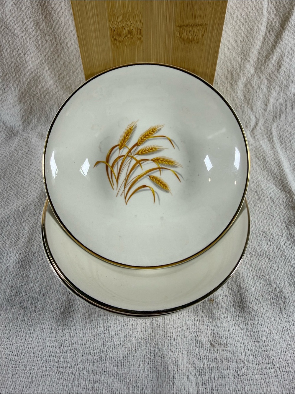 Homer Laughlin Golden Wheat 22K Gold Set of 4 Soup Bread Bowls